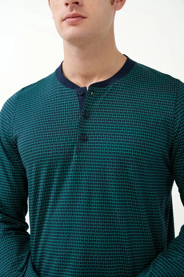 Uomo Di Vamp Ανδρική Πιτζάμα 100% Βαμβάκι S. Jersey Με Γεωμετρικό Μοτίβο 3