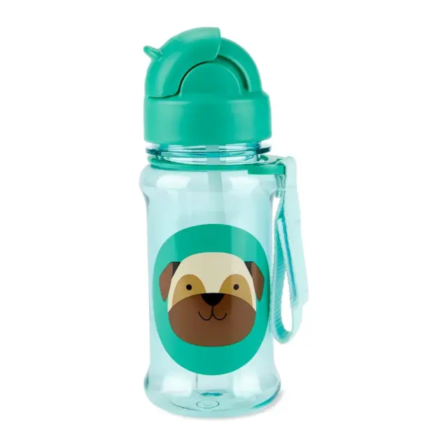 Skip Hop Zoo Tritan Παγούρι με Καλαμάκι 355ml Pug Green