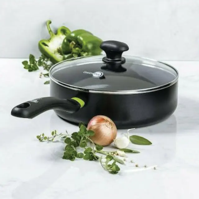 Green Pan Τηγάνι με Καπάκι από Αλουμίνιο με Κεραμική Επίστρωση Μαύρο CC006081-001 24cm