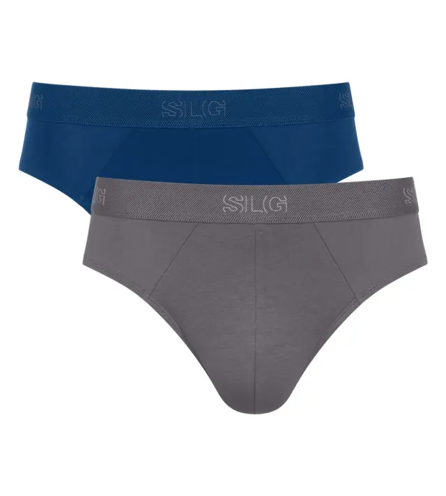 Sloggi Men SLG Base Briefs Σλιπ Οργανικό Βαμβάκι Μπλε-Γκρι 2-Pack 2