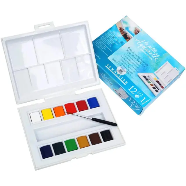 Travel Box Σετ Ακουαρέλες Sennelier Μισά Κυβάκια - 12 Χρώματα