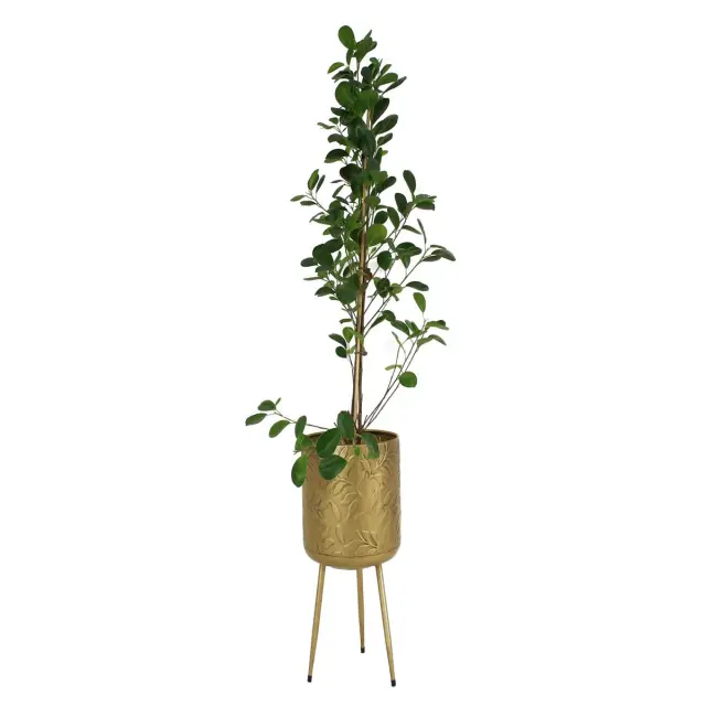 Κασπώ Φύλλο Χρυσό Μέταλλο 25x25x46.5cm Σετ 3Τμχ 2