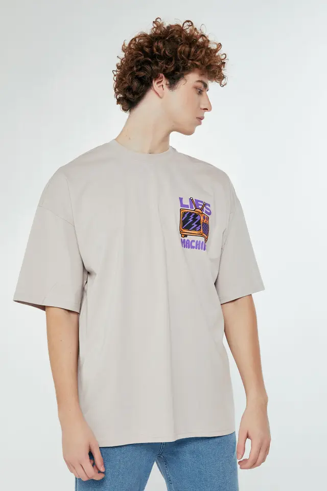 T-Shirt Βαμβακερό Lies Μπεζ