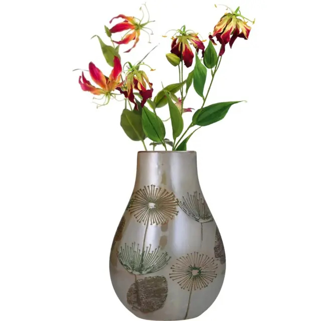 Βάζο Οβάλ Taupe Κεραμικό 24x13x33cm 2