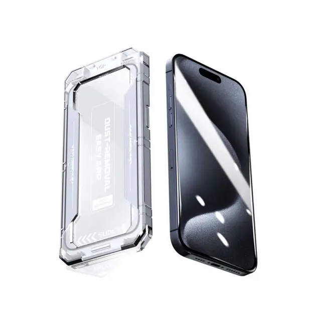 Mobile Origin Yellow Screen Guard iPhone 15 Pro Max with easy application 2