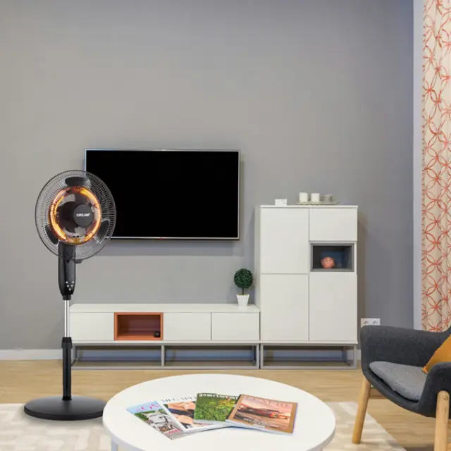 ΑΝΕΜΙΣΤΗΡΑΣ ΟΡΘΟΣΤΑΤΗΣ Φ40 35W ΚΑΙ ΘΕΡΜΑΝΤΙΚΟ 2000W ΜΑΥΡΟΣ 2 ΣΕ 1 Μαύρο 2