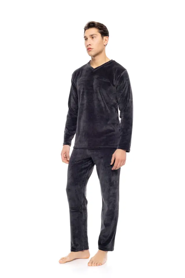 WN-M201 - Black - PYJAMA VELVET V-NECK - S 2