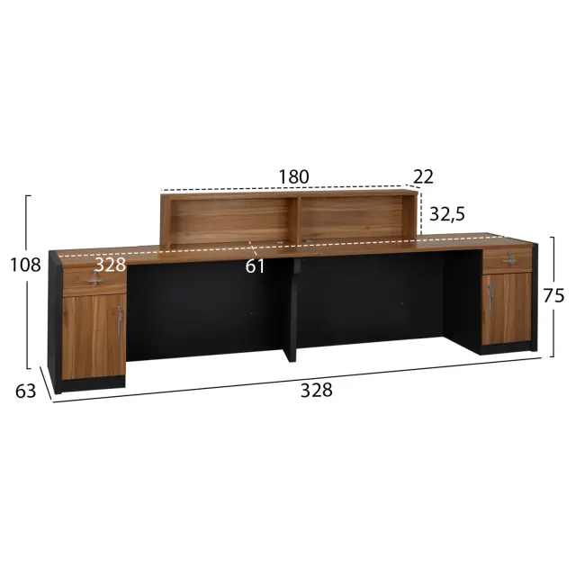 Επαγγελματικό γραφείο υποδοχής Supreme 328x63x108 2