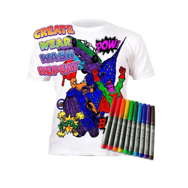 Splat Planet Πλενόμενο t-Shirt Ζωγραφικής με Μαρκαδόρους: Super Heroes 5-6 ετών 3