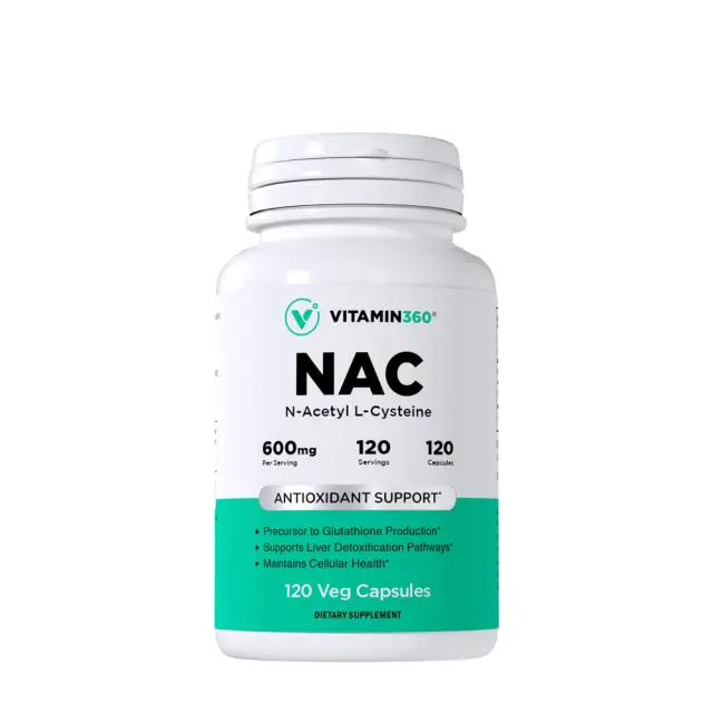 Vitamin360 NAC 600 mg - N-Acetyl L-Cysteine 120-veg-capsules