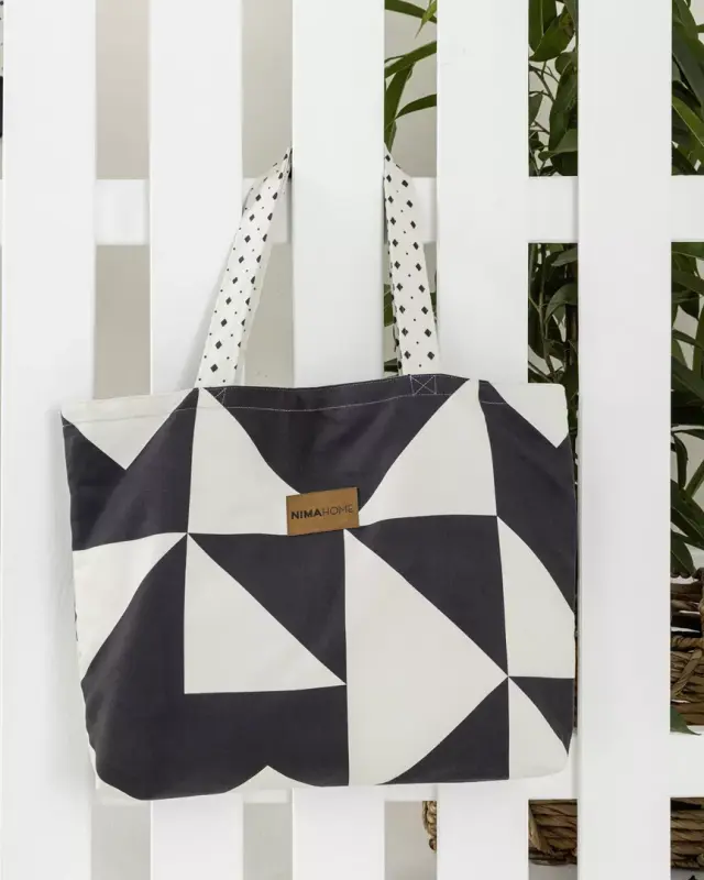 Τσάντα Θαλάσσης 37x54 2 Οψεων Nima Abstract White-Black 100% Microfiber