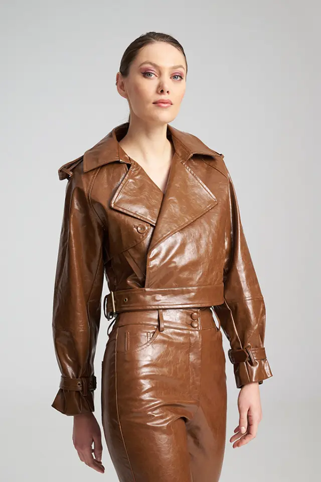 Cropped Leather Look AZURE JACKET - XS 3
