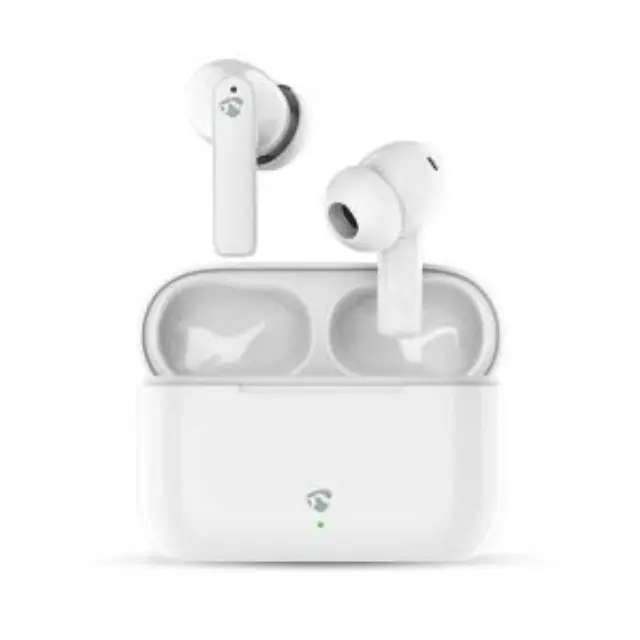 Bluetooth ακουστικά handsfree με θήκη φόρτισης και λειτουργία environmental noise cancelling (ENC), σε λευκό χρώμα. 2