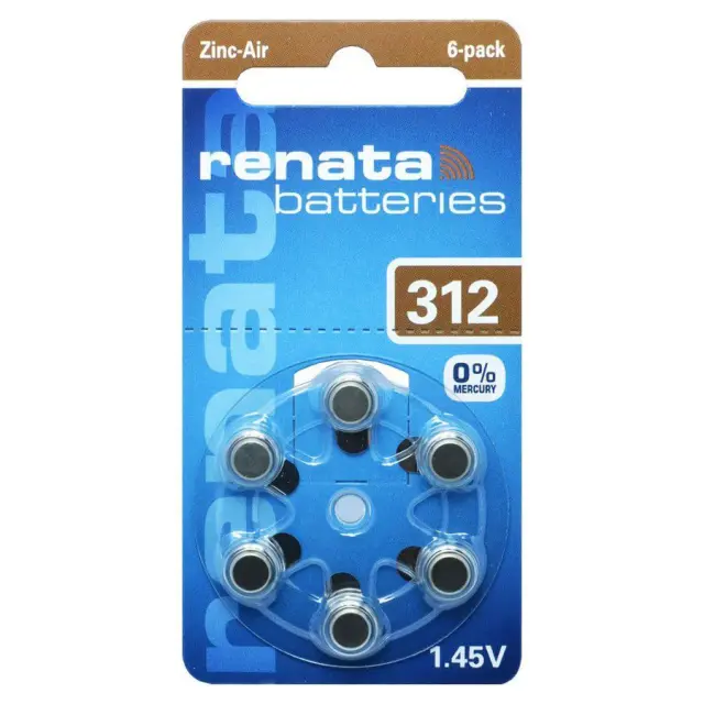 RENATA Zink Air 312 μπαταρίες ακουστικών βαρηκοΐας 1.45V 6τμχ