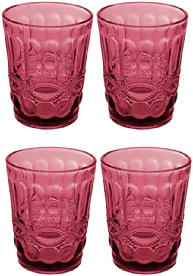 Casa Domani Gabriella Pink Σετ Ποτηριών Χαμηλά Tumbler 270ml 4τμχ - Ροζ
