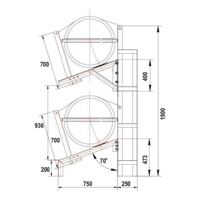 Κάθετη Βάση για SOLAS OCEANO, 2 θέσεων, 6-25(A), 6-35(B)