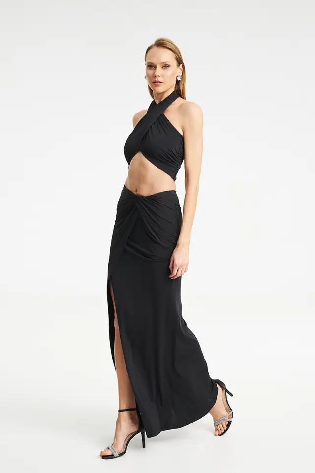 Maxi Φούστα με Draped Δέσιμο & Σκίσιμο MAIA SKIRT - XS 2