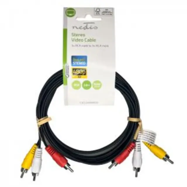 Καλώδιο composite video 3x RCA αρσ. - 3x RCA αρσ., 2.00m σε μαύρο χρώμα. 3