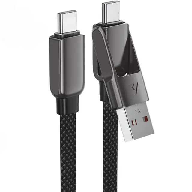 Καλώδιο Acefast C13-04 USB-C σε USB-C / USB-A 3A 60W Braided Μαύρο 1.2m