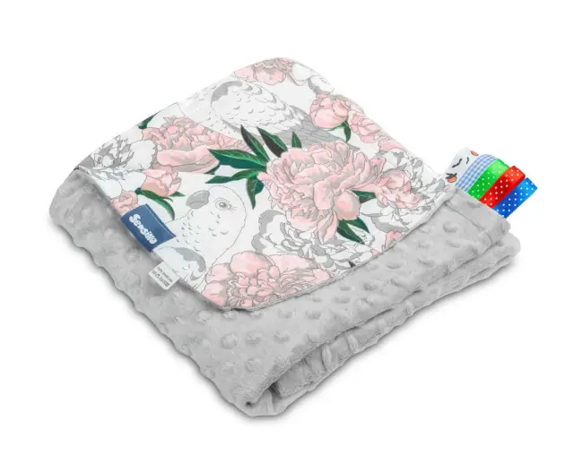 Κουβερτούλα Ελαφριά 100x75cm Minky Sensillo Flowers Grey 4310