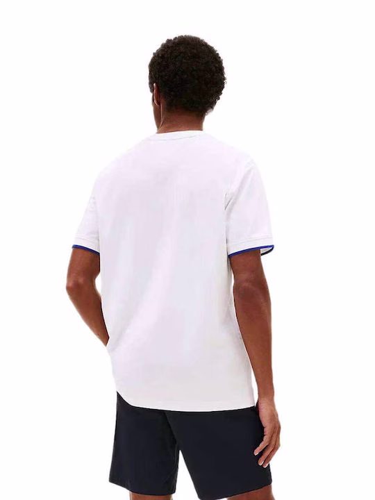 Tommy Hilfiger Ανδρικό Αθλητικό T-shirt Λευκο με Νavy Γραμμή στο Μανίκι Άσπρο 2