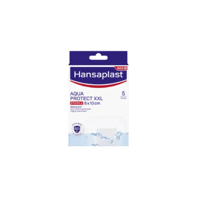 Hansaplast Aδιάβροχα και Αποστειρωμένα Αυτοκόλλητα Επιθέματα Med Antibacterial Aqua Protect XXL 10x8cm 5τμχ