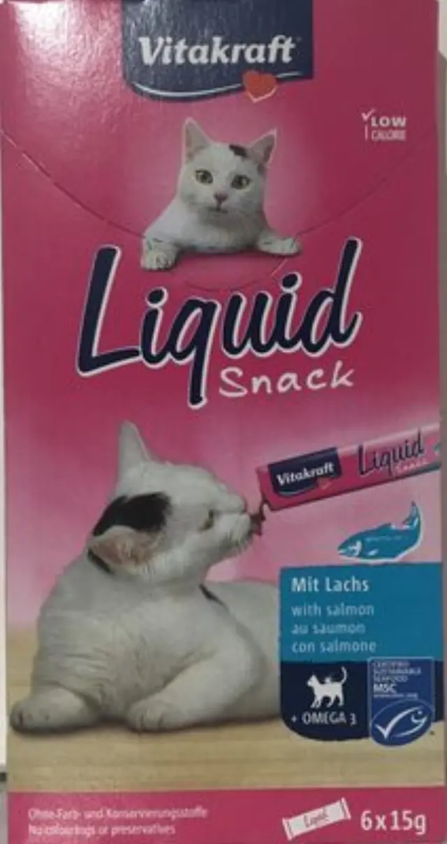 Vitakraft - LiquidSnack Salmon MSC AND Omega3, 6pc,Cat - (16423) - Pet Supplies