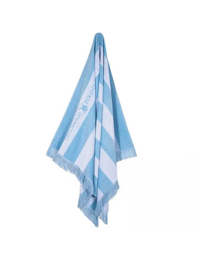 Πετσέτα Θαλάσσης 90Χ170 Βαμβακερή Essential Greenwich Polo Club 3728 Γαλάζιο-Λευκό 2