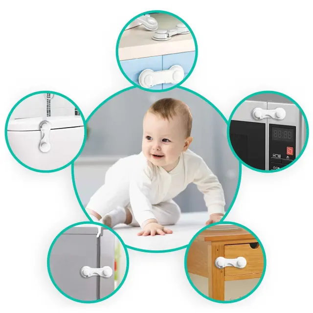 Ricokids Ασφάλεια σύρτης για συρτάρια-ντουλάπια 10τμχ Άσπρο 2