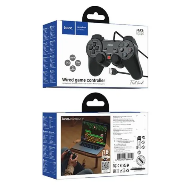 Gamepad Hoco GA3 Ενσύρματο με USB-A Συμβατό με PC Μήκος Καλωδίου 1.5m Μαύρο 2