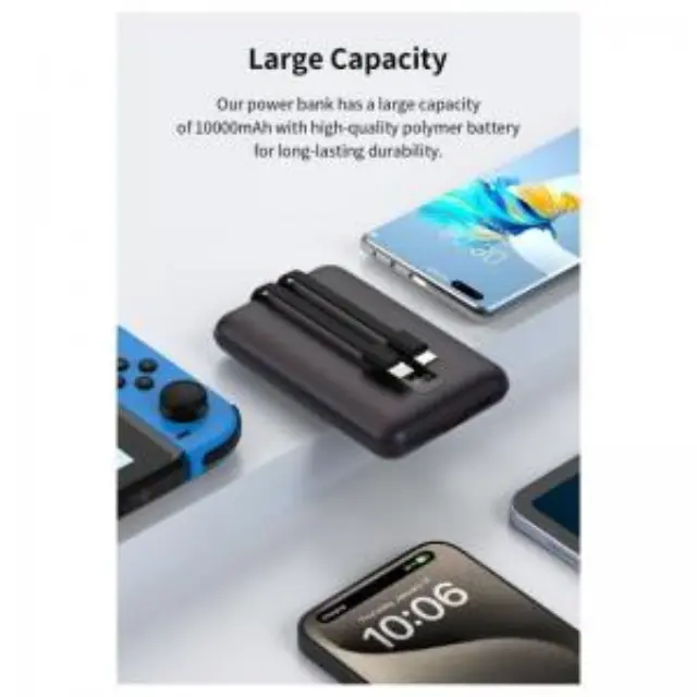 Φορτιστής Ανάγκης Devia EP202 22.5W 10000mAh Mini με 2 Ενσωματωμένα Καλώδια Extreme Speed Ασημί N68119 3