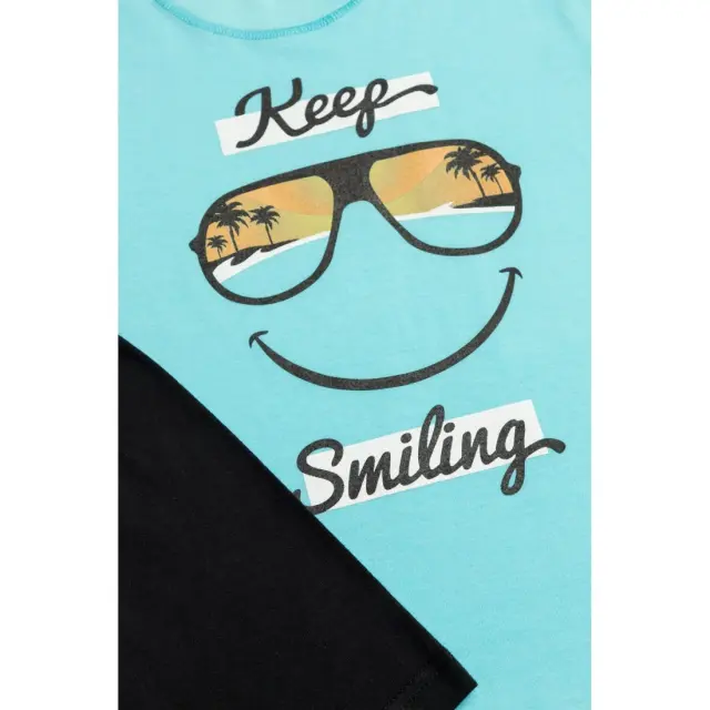 Πυτζάμα Παιδική Καλοκαιρινή Minerva Keep Smiling Τυρκουάζ No10 61958-153 3