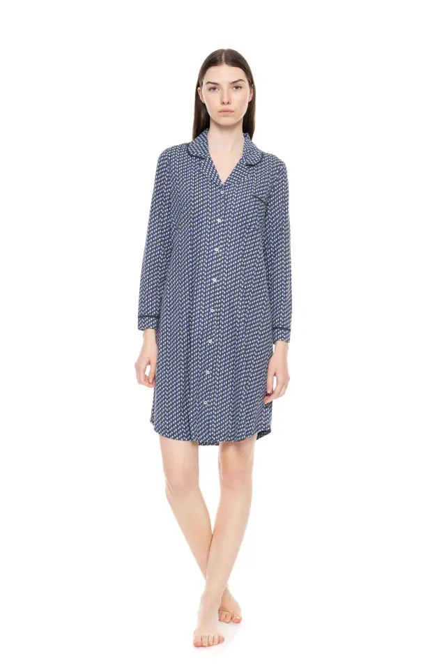 W1571 - Type - NIGHTGOWN BUTTONED MINDNIGHT FOREST