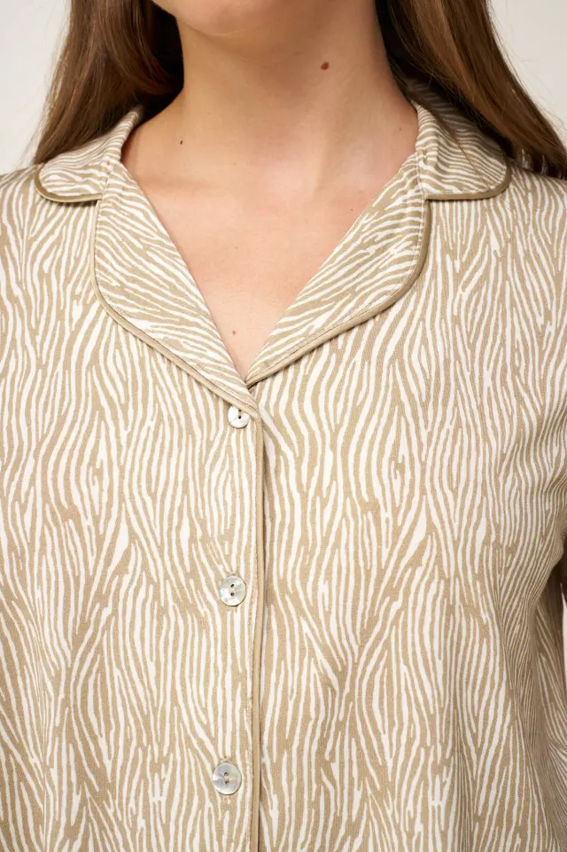 Vamp Πιτζαμάκι Σεμιζιέ Zebra Print Beige Taupe 3
