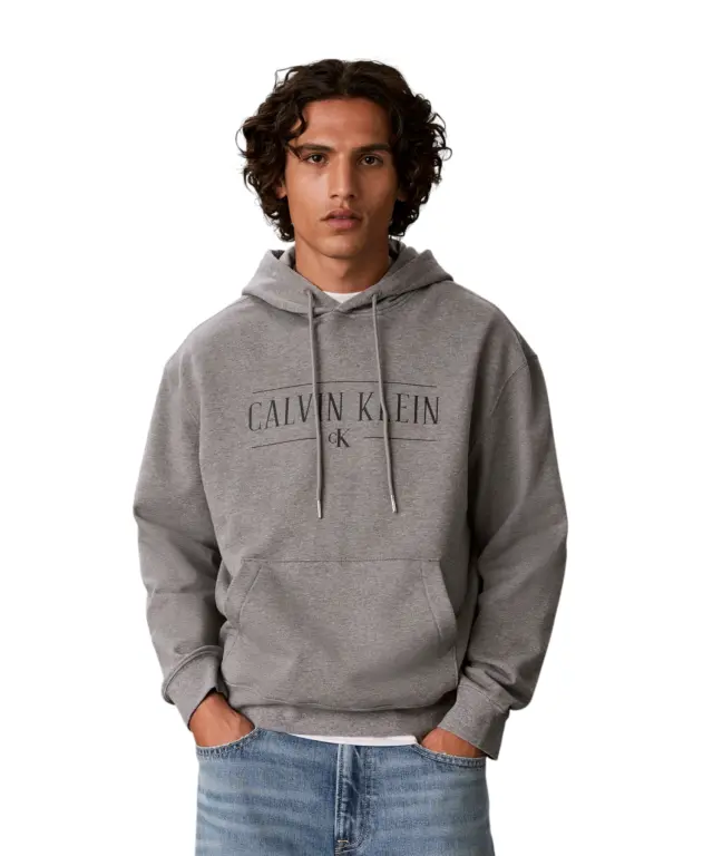 Calvin Klein - Ανδρικό Μακρυμάνικο Φούτερ Varsity Logo Relaxed Fit LV04RH238G-P7E Γκρι