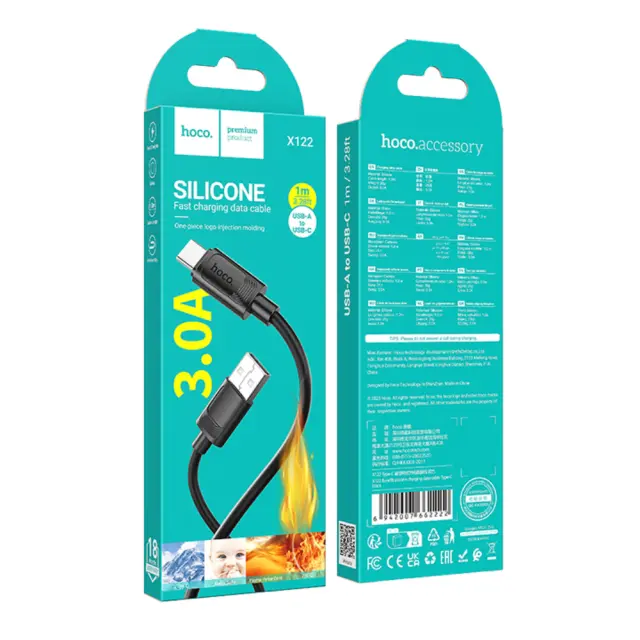 Καλώδιο Hoco X122 USB-A σε USB-C 3.0A Fast Charging Μαύρο 1m 2
