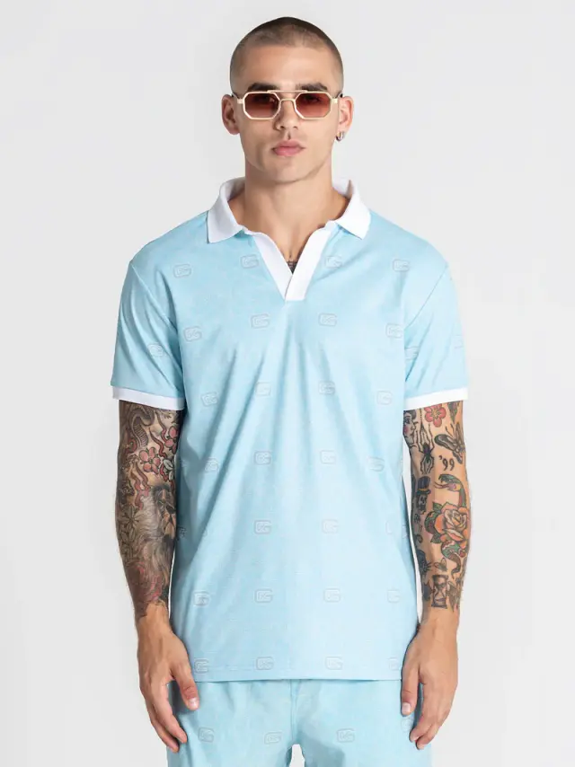 Gianni Kavanagh Ανδρικό TILED Polo Shirt – Light Blue - XL
