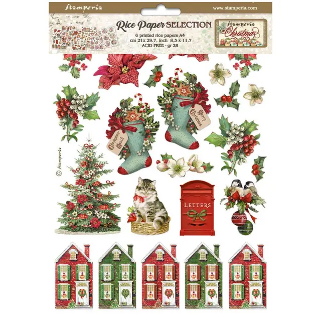 Σετ 6 Ριζόχαρτα ντεκουπάζ Stamperia 21x29cm A4, Classic Christmas