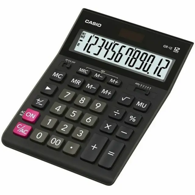Αριθμομηχανή Dual 12 Ψηφίων LCD Display Casio GR-12-W-EP Μαύρο