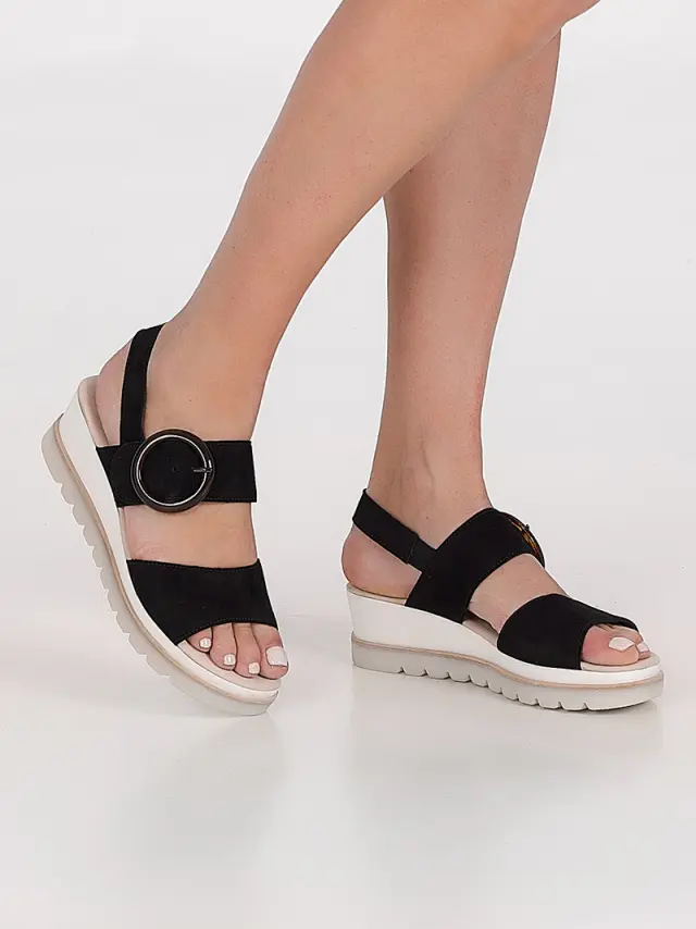 Gabor Πέδιλα Γυναικείο δέρμα Nubuck Μαύρο GAB/64645 37-SCHW/WEISS 2
