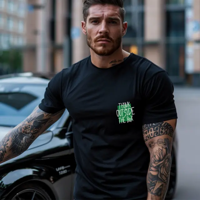 T-shirt Noshame® Μαύρο με τύπωμα Think outside the box - 3025178 - XXL