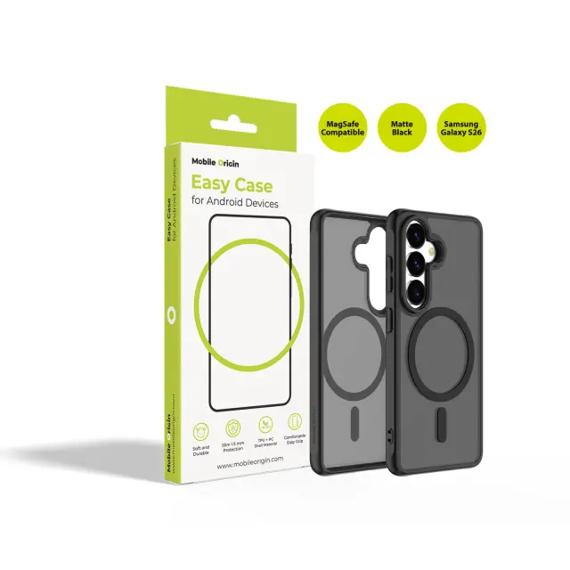 Mobile Origin Easy Case, MagSafe, Matte Black - Samsung Galaxy S26