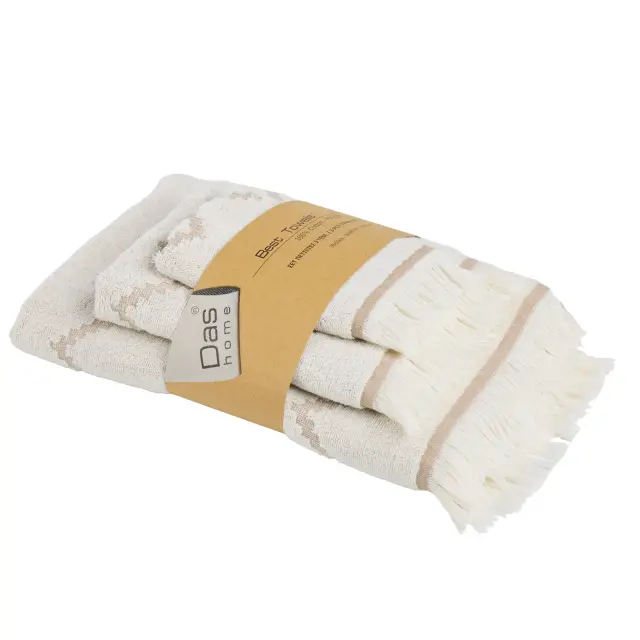 Σετ 3Τεμ Πετσέτες 30x50-50x90-70x140 450gsm Das Home Soft Best 0872 Beige 100% βαμβακερό 2