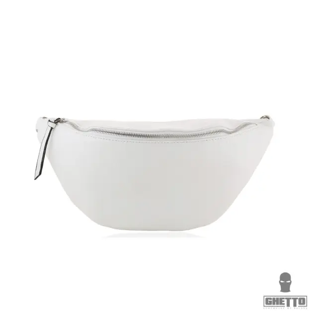 Ghetto Large Minimal Leather Crossbody Bag | Everyday Waist + Shoulder Bag White