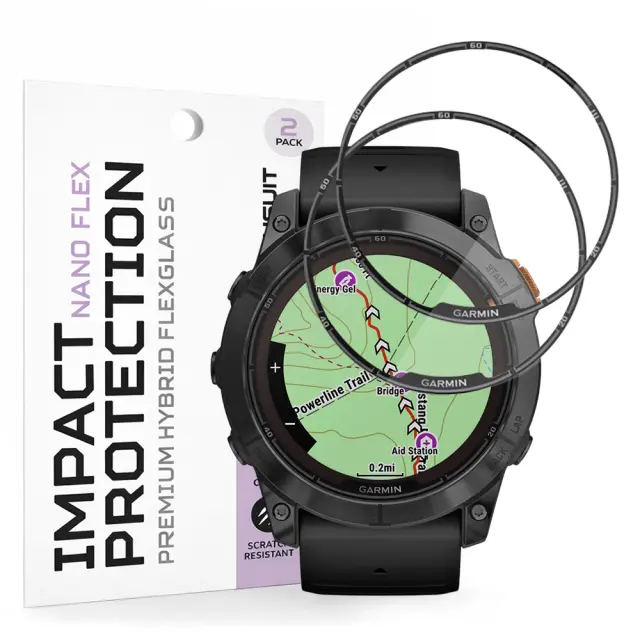 Techsuit - Nano Flex (2 pack) - Garmin Fenix 7X Pro Solar - Black