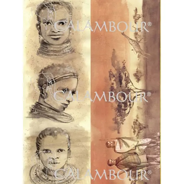 Ριζόχαρτο Calambour με αφρικανικές μορφές 2, 35x50cm