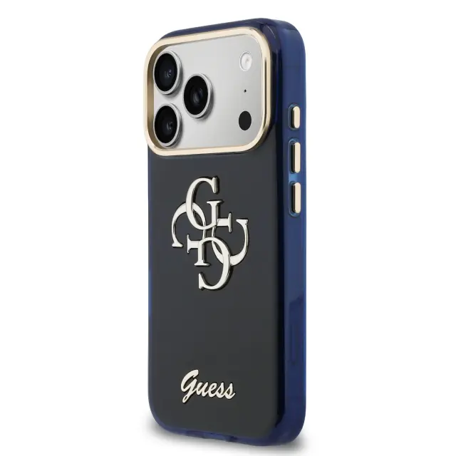 Guess IML 4G Script Metal Logo Case for iPhone 17 Pro Blue 2