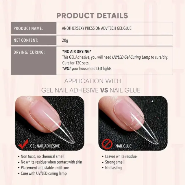 Gel κόλλα νυχιών για tips και strass black technology UV & Led Globalnail 20G 2