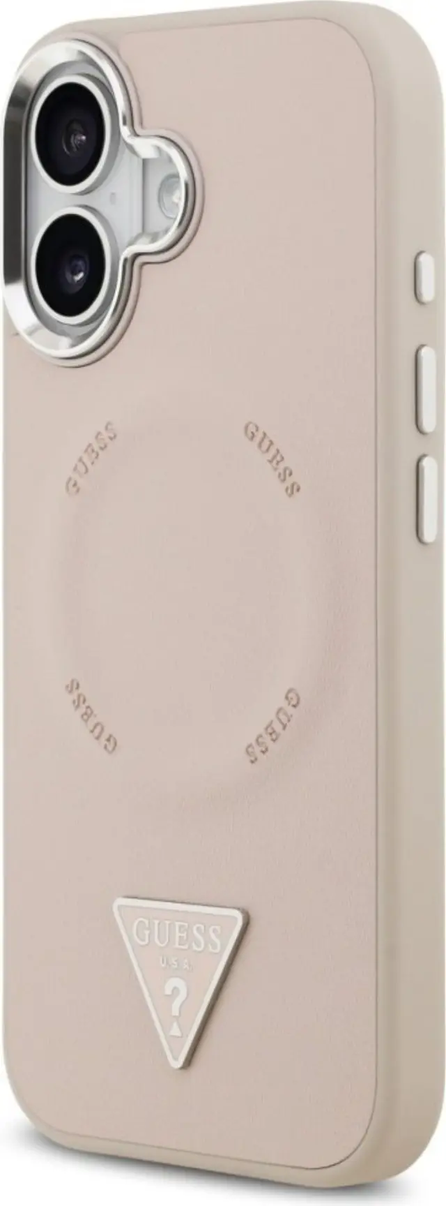 Guess PU Leather Triangle Logo MagSafe Case for iPhone 17 Pink 3