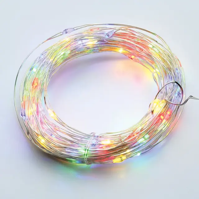 50 LED ΛΑΜΠΑΚ ΣΕΙΡΑ RGBY ΑΣΗΜΙ ΚΑΛΩΔ ΧΑΛΚΟΥ & ΜΠΑΤΑΡ 3xAA IP20 5m+10cm 3W / X0150311
